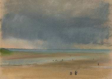 Stormy Beach Scene with Figures