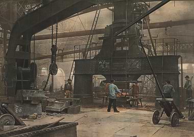 Industrial Forge with Workers