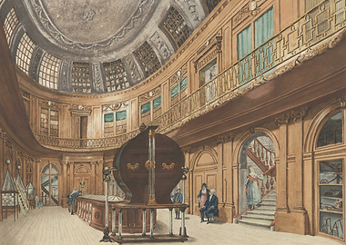 Interior of a grand rotunda with scientific instruments