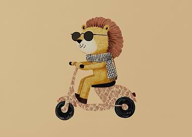 Lion on a Scooter
