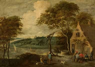 Pastoral Landscape with Figures and River
