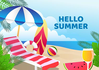 Hello Summer Beach Scene
