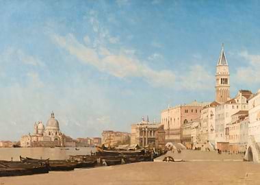 Venice Canal with Churches and Buildings