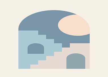 Abstract Architectural Archway with Stairs