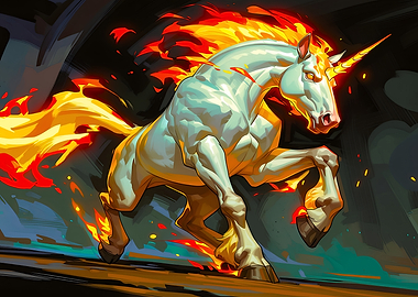 Fiery Unicorn Galloping