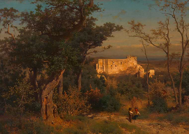 Ruined Castle in a Forest Landscape