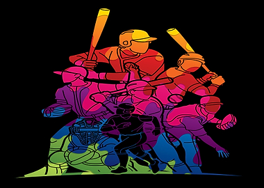 Baseball Players in Dynamic Pose