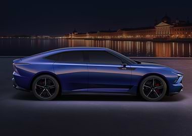 Blue Sedan Car at Night
