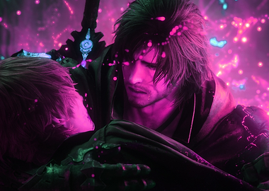 Final Fantasy XVI Clive Rosfield holding dying Joshua Rosfield