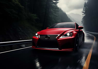 Lexus Driving on Wet Road