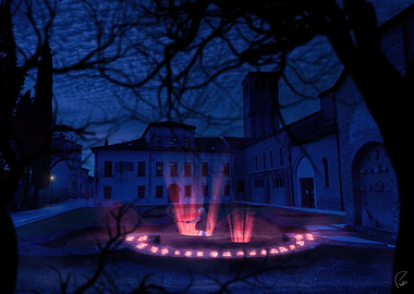 Mystical Ritual in a Courtyard