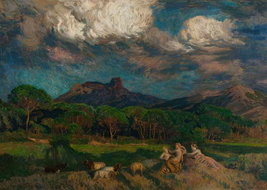 Pastoral Landscape with Figures and Sheep