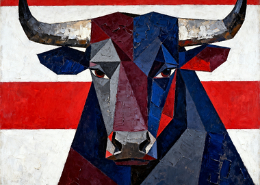 Cubist Bull Portrait