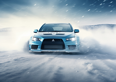 Mitsubishi Drifting in Snow