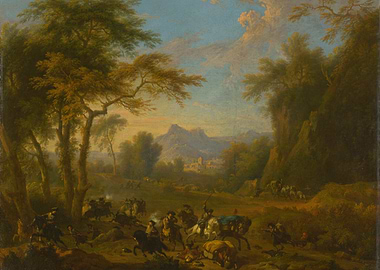 Battle Scene in a Mountainous Landscape
