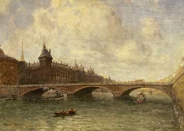 Parisian Bridge Over the Seine River