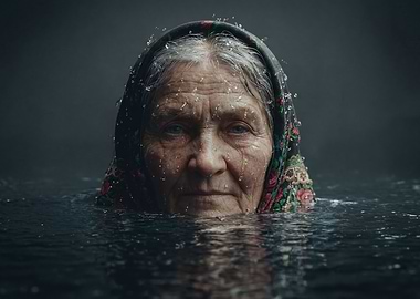 Elderly Woman in Water Goralka Podhale