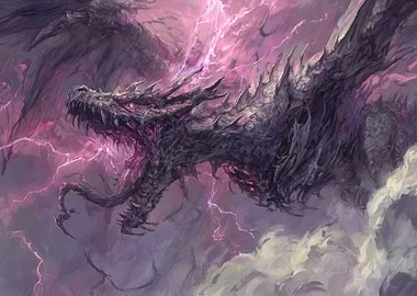 Fierce Dragon Amidst Lightning Storm