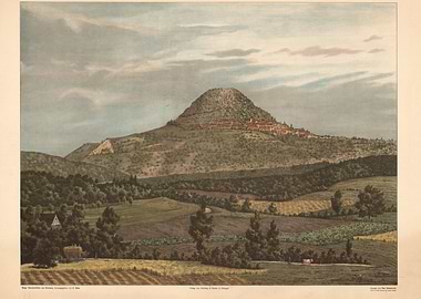 Hilltop Village with Agricultural Landscape