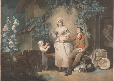 Rural Scene with Family and Dog