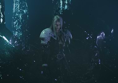 Final Fantasy VII Sephiroth in a dark, ethereal environment