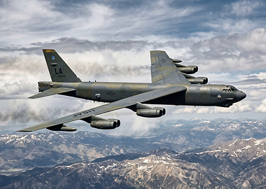 USAF B-52 Bomber Over Mountains
