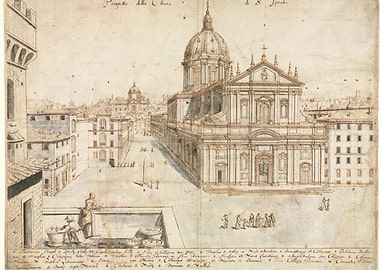 Architectural Drawing of a Church Facade