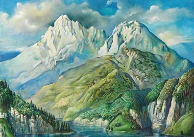 Majestic Mountain Landscape Painting