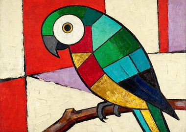 Colorful Geometric Parrot Painting