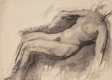 Charcoal Sketch of a Reclining Nude