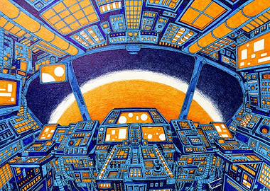 Sci-Fi Spaceship Cockpit View