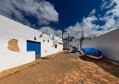 Coastal Village Street with Boats, Fuerteventura