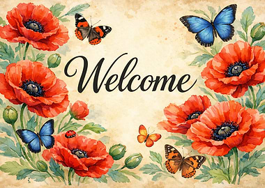 Welcome Poppies and Butterflies