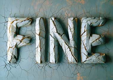 Cracked Stone Letters Spelling FINE
