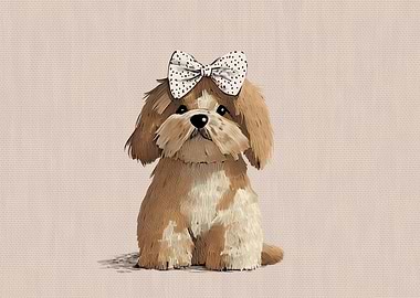 Cute Dog with Bow