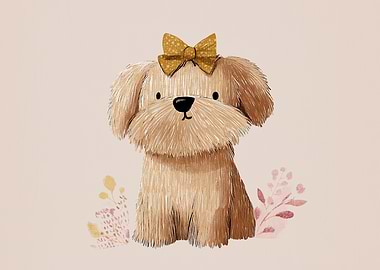 Cute Dog with Yellow Bow