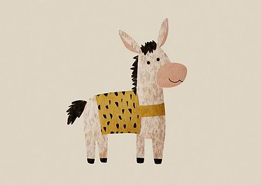 Cute Donkey Wearing a Patterned Blanket