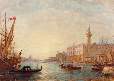 Venetian Canal Scene with Doge's Palace