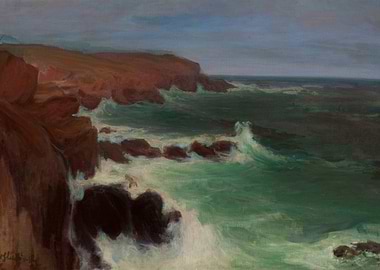 Stormy Seas Against Rocky Cliffs