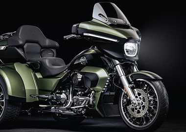 Green Harley-Davidson Trike Motorcycle