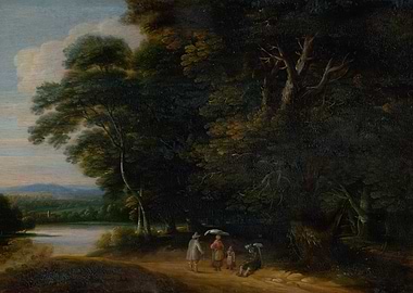Pastoral Landscape with Travelers