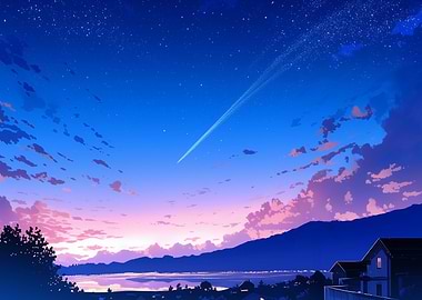Anime Sky with Shooting Star