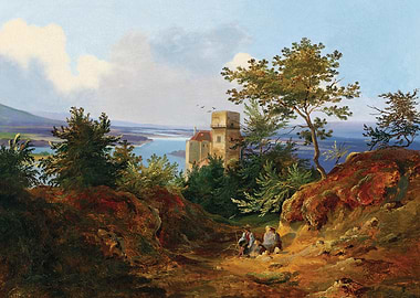 Castle Overlooking a River Landscape