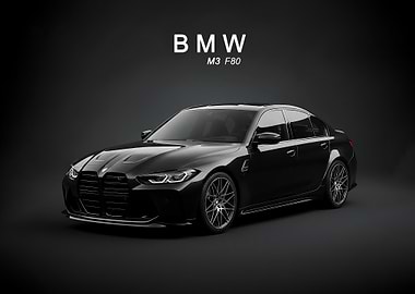 Black BMW M3 F80 Sedan poster