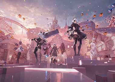 Nier Automata Characters in Festive Setting
