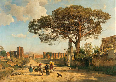 Roman Road with Travelers and Ruins