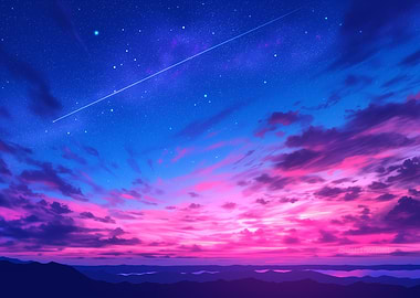Vibrant Sunset Sky Over Mountains