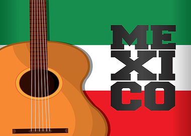 Mexico Guitar and Flag