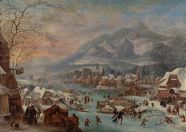 Winter Scene with Ice Skaters