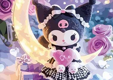 Kuromi Sitting on a Crescent Moon